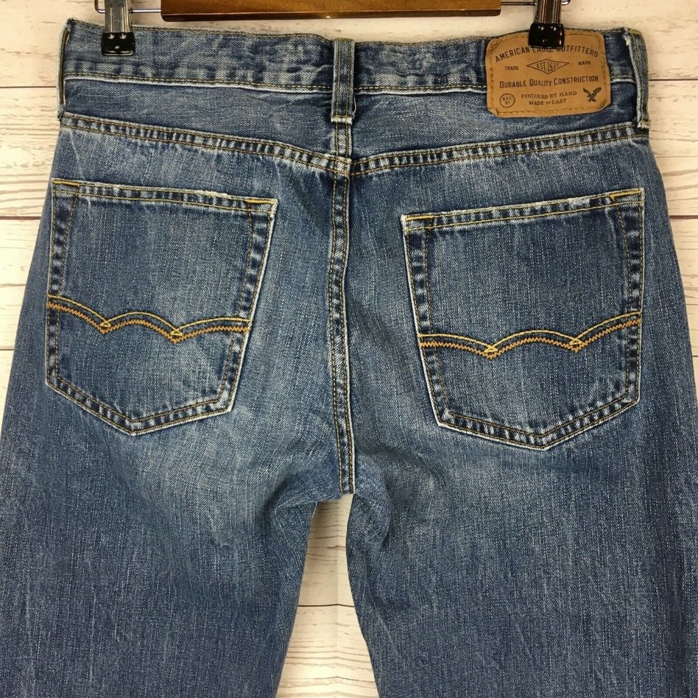American‎ Eagle Mens Blue Jeans - size 29x30 Original Straight Fit Denim AE